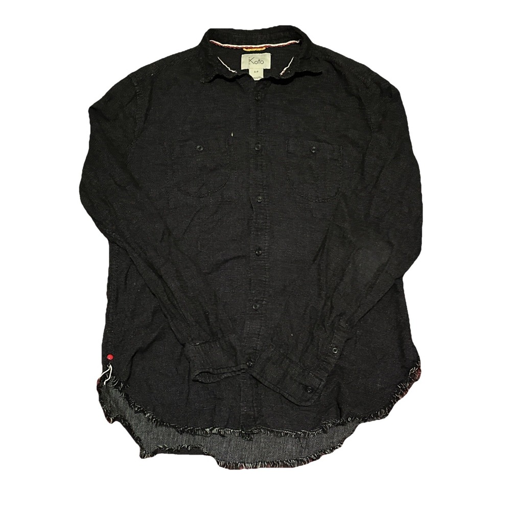 Koto Shirt Mens Small Black Collared Pockets S-P Long Sleeve Shirt